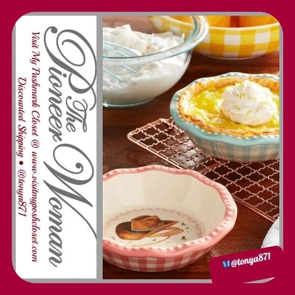 🦋 New Pioneer Woman Sweet Romance Cow 2 Pack Mini Ceramic Pie Pan Set - Picture 1 of 9